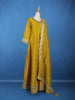 Yellow Stone Embellished Georgette Anarkali Suit With Scalloped Dupatta
