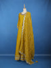 Yellow Stone Embellished Georgette Anarkali Suit With Scalloped Dupatta