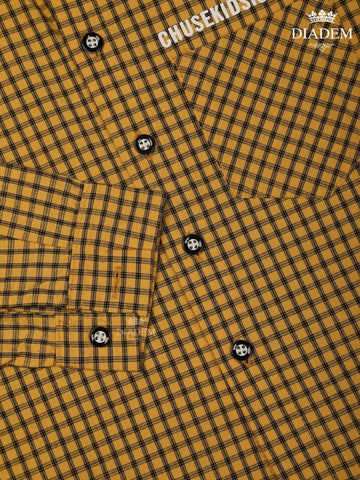 Yellow Checked Full Sleeve Cotton Shirt - Diadem