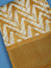 Yellow Chevron Designed Fancy Cotton Saree - Diadem