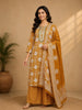Yellow Floral Designed Cotton Straight Cut Salwar Suit