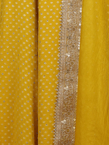 Yellow Dotted Design Georgette Anarkali Salwar Suit - Diadem