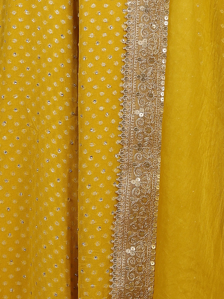 Yellow Dotted Design Georgette Anarkali Salwar Suit - Diadem