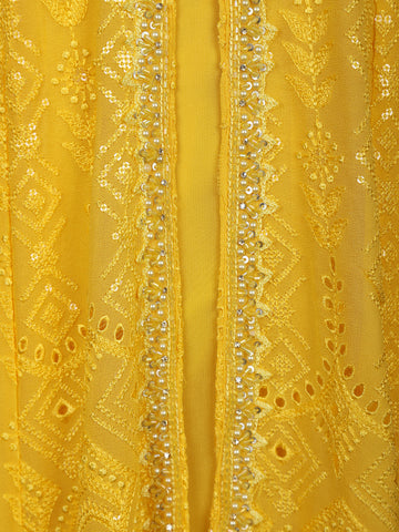 Yellow Embroidered Layered Georgette Salwar Suit - Diadem