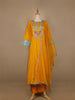 Yellow Floral And Paisley Embroidered Semi Silk Straight Cut Salwar Suit - Diadem