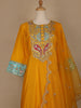 Yellow Floral And Paisley Embroidered Semi Silk Straight Cut Salwar Suit - Diadem
