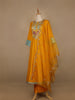 Yellow Floral And Paisley Embroidered Semi Silk Straight Cut Salwar Suit - Diadem