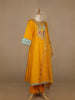 Yellow Floral And Paisley Embroidered Semi Silk Straight Cut Salwar Suit - Diadem