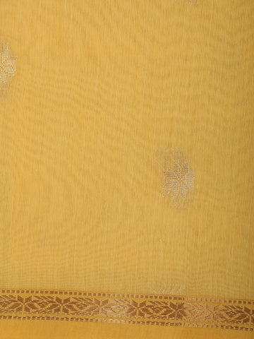 Yellow Floral Butta Fancy Cotton Saree - Diadem