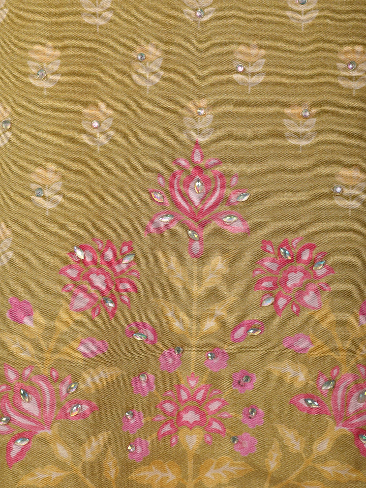 Yellow Floral Design Printed Cotton Salwar Suit - Diadem