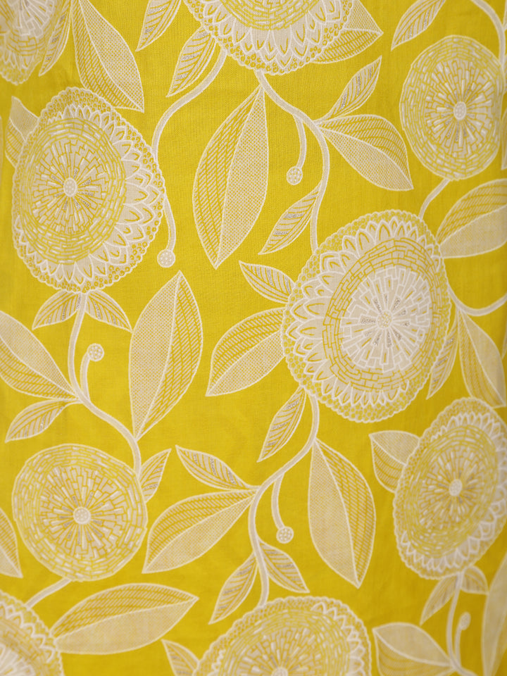 Yellow Floral Design Printed Cotton Salwar Suit - Diadem