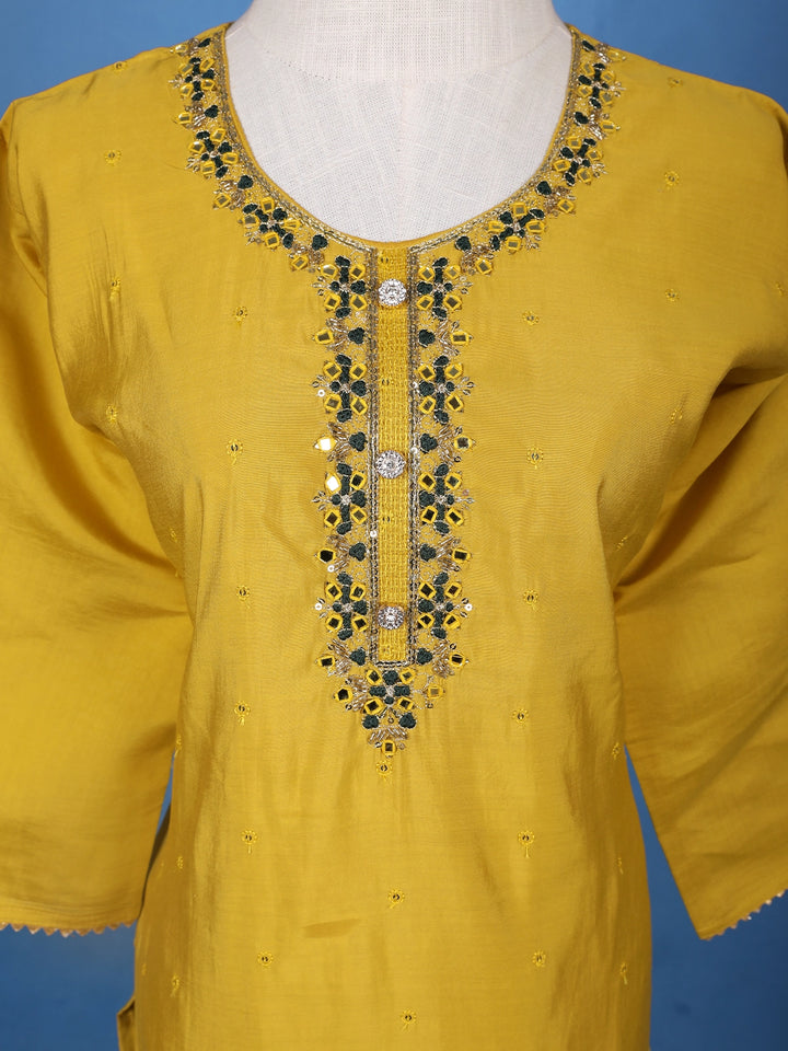 Yellow Floral Design Printed Georgette Salwar Suit - Diadem