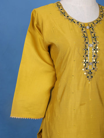 Yellow Floral Design Printed Georgette Salwar Suit - Diadem