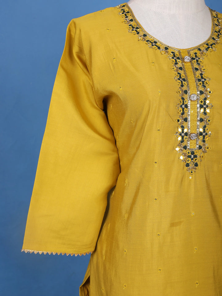 Yellow Floral Design Printed Georgette Salwar Suit - Diadem