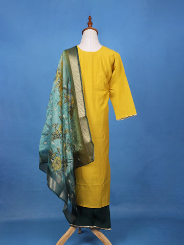 Yellow Floral Design Printed Georgette Salwar Suit - Diadem