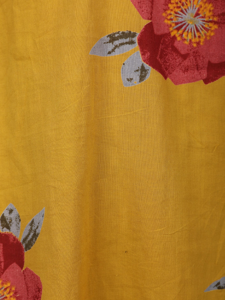Yellow Floral Design Printed Cotton Salwar Suit - Diadem