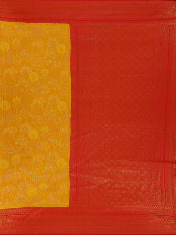 Yellow Floral Designed Semi Silk Saree - Diadem