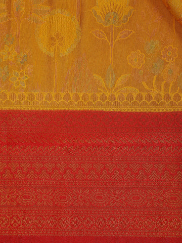 Yellow Floral Designed Semi Silk Saree - Diadem