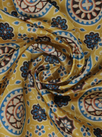 Yellow Floral Designed Semi Silk Saree - Diadem