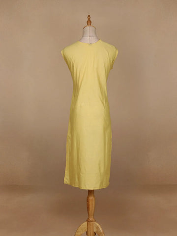 Yellow Floral Designed Cotton Kurti - Diadem