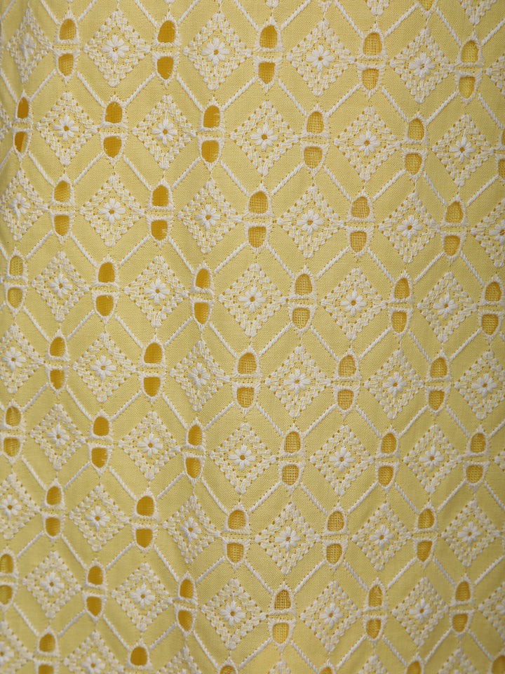 Yellow Floral Designed Cotton Salwar Suit - Diadem