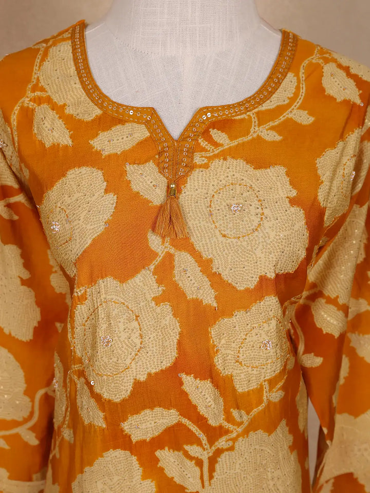 Yellow Floral Designed Cotton Salwar Suit - Diadem