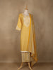 Yellow Floral Designed Cotton Straight Cut Salwar Suit
