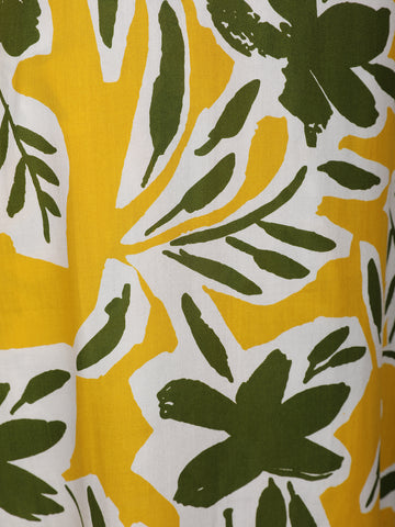 Yellow Floral Designed Cotton Salwar Suit - Diadem
