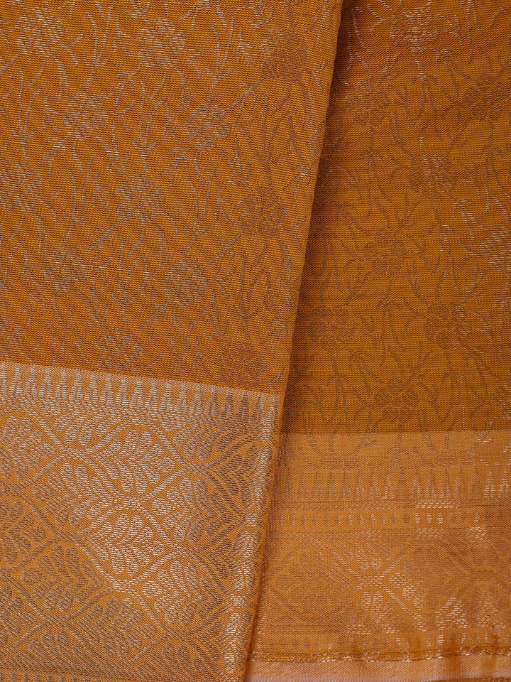 Yellow Floral Designed Fancy Art Silk Saree - Diadem