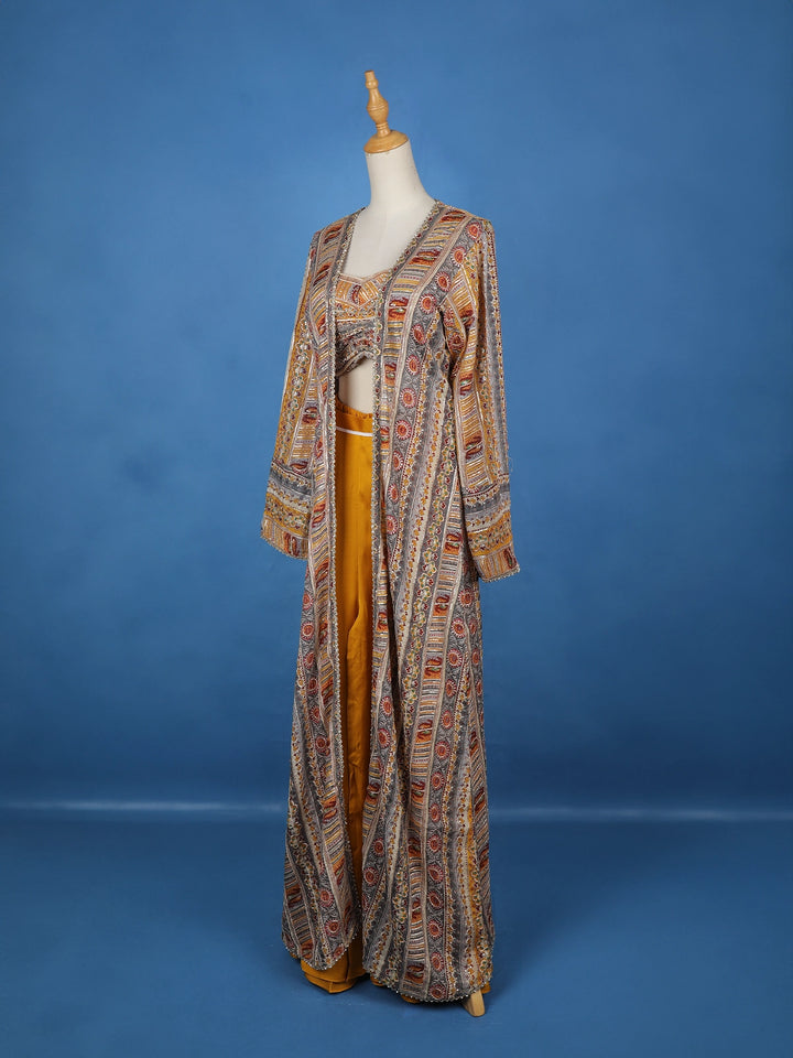 Yellow Floral Designed Georgette Palazzo Salwar Suit - Diadem