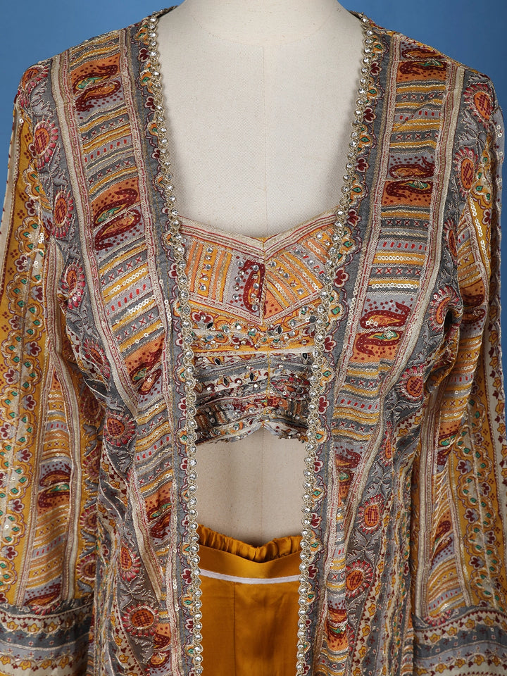 Yellow Floral Designed Georgette Palazzo Salwar Suit - Diadem