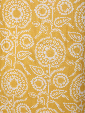 Yellow Floral Design Printed Cotton Salwar Suit - Diadem