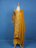 Yellow Floral Designed Raw Silk Salwar Suit - Diadem