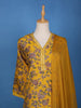 Yellow Floral Designed Raw Silk Salwar Suit - Diadem