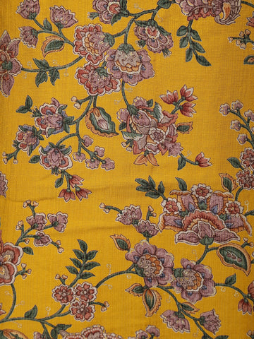 Yellow Floral Designed Raw Silk Salwar Suit - Diadem