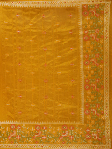 Yellow Floral Designed Raw Silk Saree - Diadem