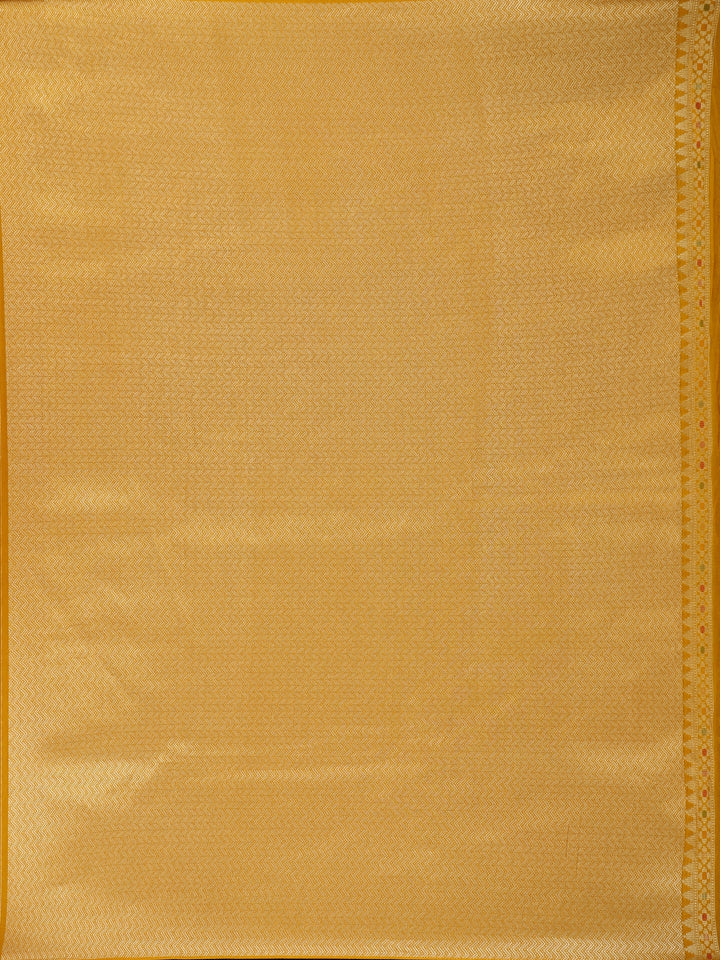 Yellow Floral Designed Raw Silk Saree - Diadem