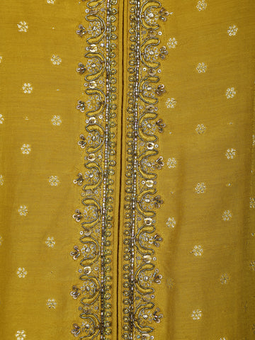 Yellow Floral Designed Semi Silk Salwar Suit - Diadem