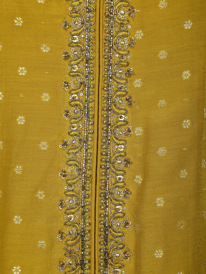 Yellow Floral Designed Semi Silk Salwar Suit - Diadem