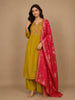 Yellow Floral Designed Semi Silk Salwar Suit