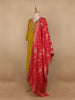 Yellow Floral Designed Semi Silk Salwar Suit