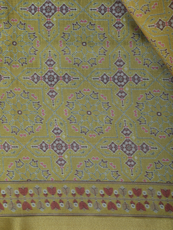 Yellow Floral Designed Semi Silk Saree - Diadem