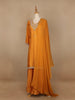 Yellow Floral Designed Semi Silk Sharara Salwar Suit
