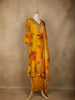 Yellow Floral Designed Semi Silk Straight Cut Salwar Suit - Diadem