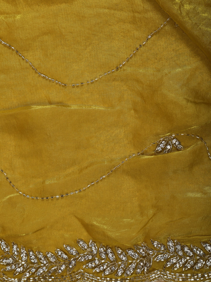 Yellow Floral Embroidered Organza Designer Saree - Diadem