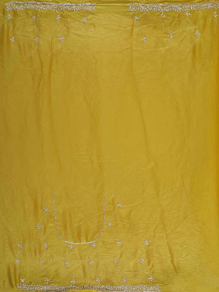 Yellow Floral Embroidered Organza Designer Saree - Diadem