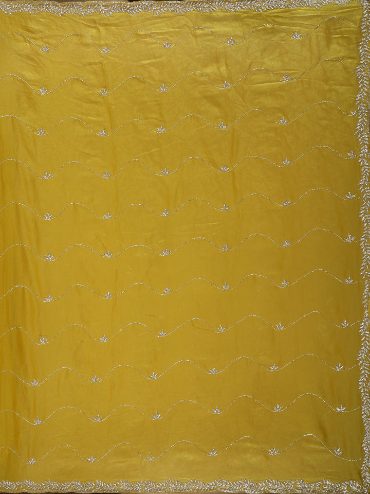 Yellow Floral Embroidered Organza Designer Saree - Diadem