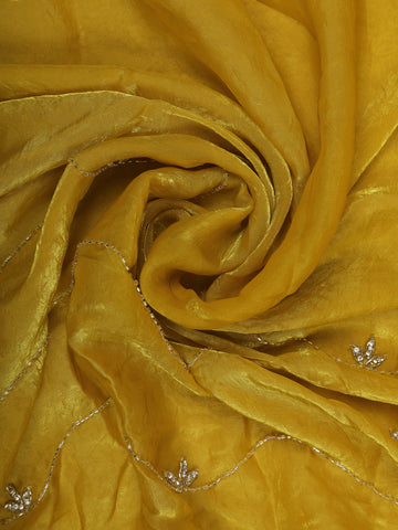 Yellow Floral Embroidered Organza Designer Saree - Diadem