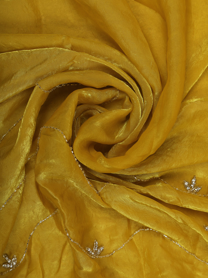 Yellow Floral Embroidered Organza Designer Saree - Diadem