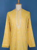 Yellow Floral Embroidery Cotton Kurta Set With Pant